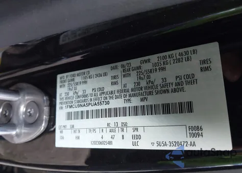 2023 Ford Escape St-Line Select из США, поврежденный, VIN 1FMCU9NA5PUA55730